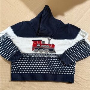 Navy and White Train holiday Sweater Janie And Jack size 2T
